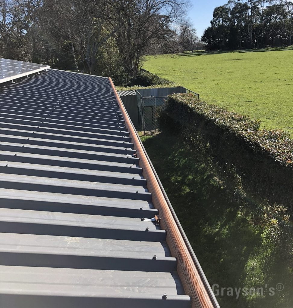 The roof of a farmer's shed in country Victoria, Grayson's Gutter Guard installed.
